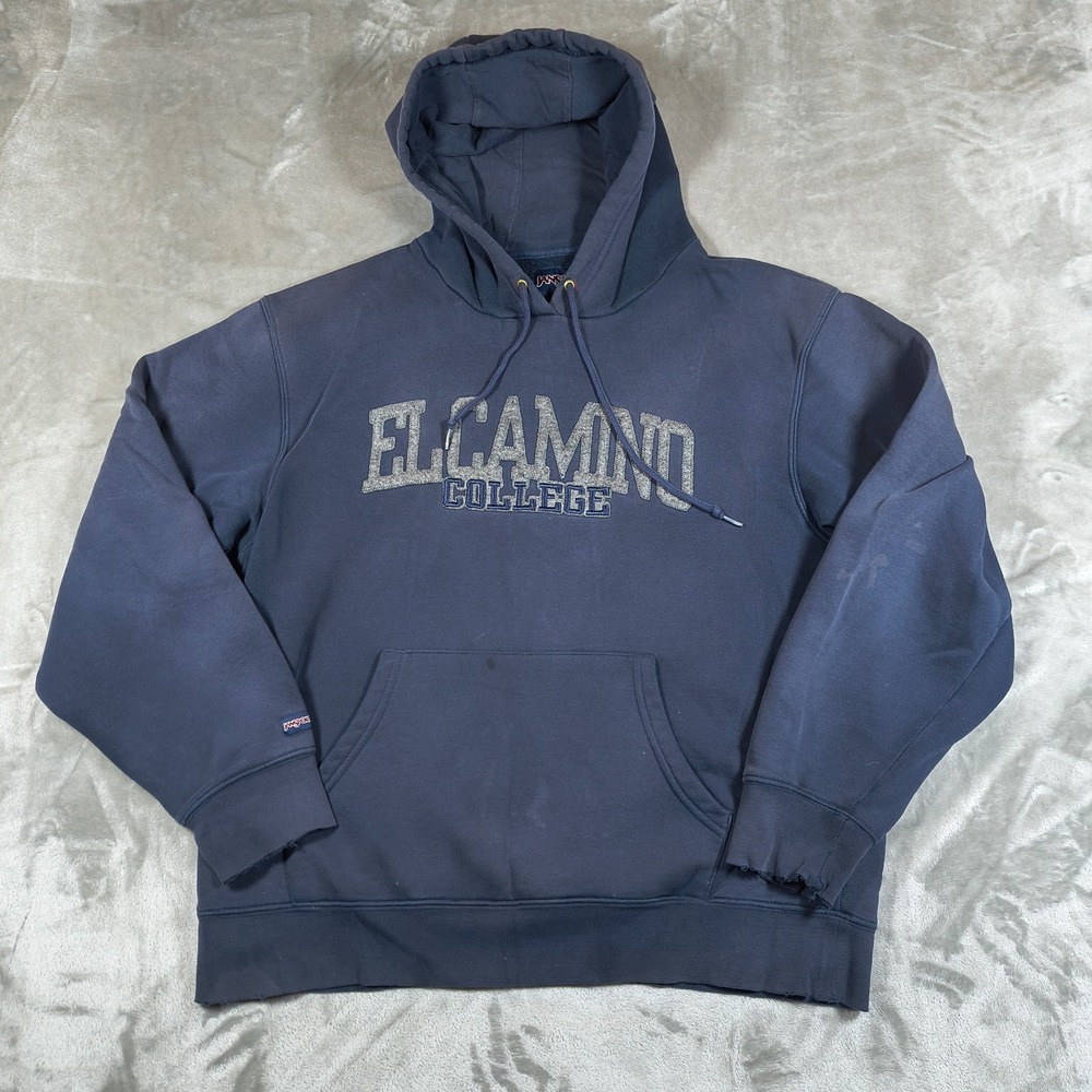 Vintage El Camino College Hoodie Mens Large Jansport Y2K Distressed Embroidered